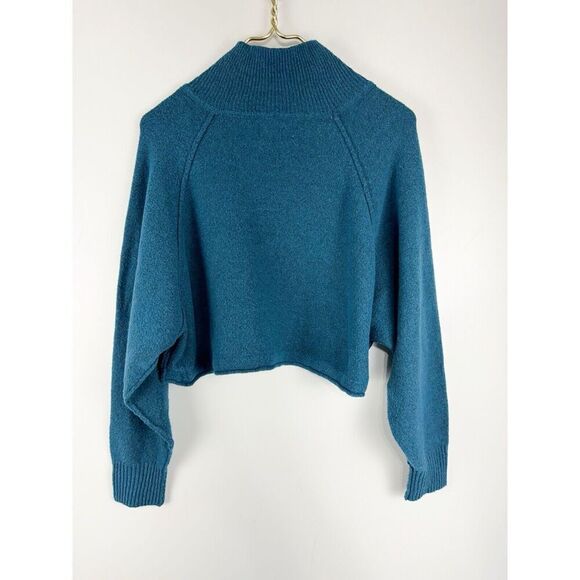 Urban Outfitters Size Large Kyla Cropped Turtleneck Sweater in Teal - Picture 3 of 9